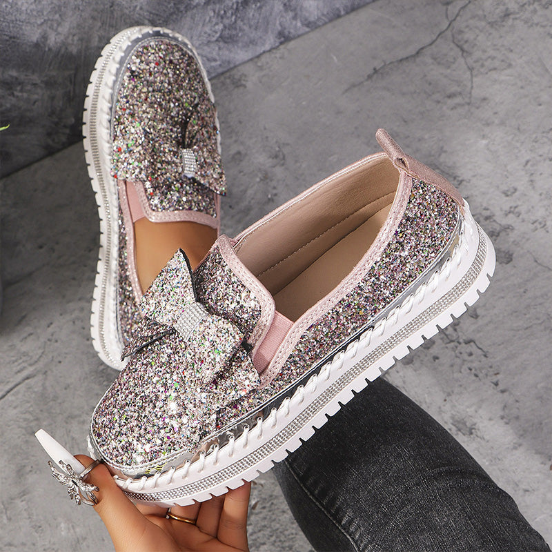 🎁Women's Rhinestones Slip-On Bow Sneakers