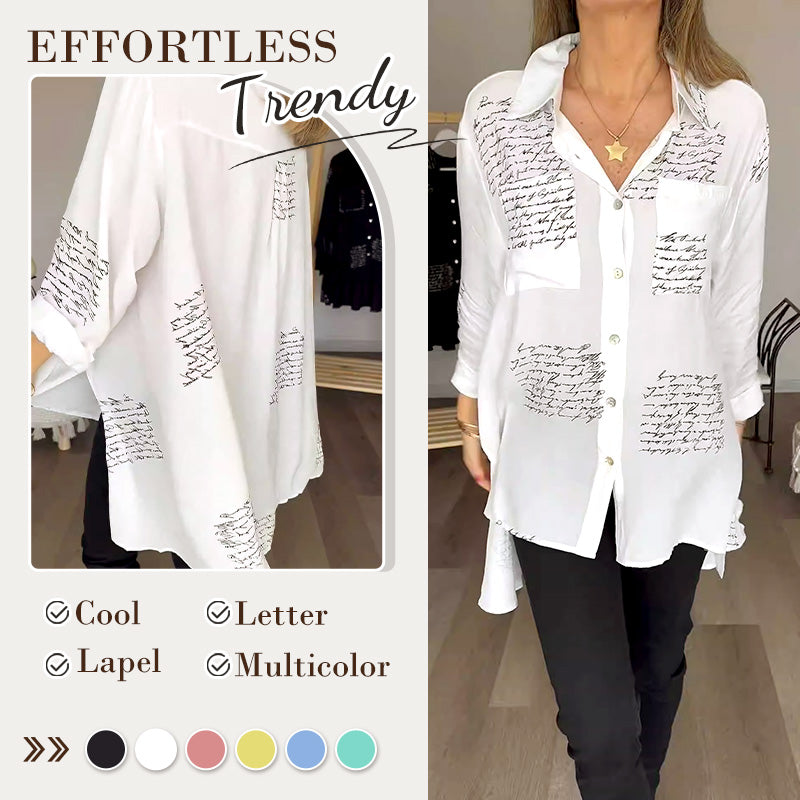 🎁Hot Sale 50%OFF💖Letter Print Fashion Lapel Shirt