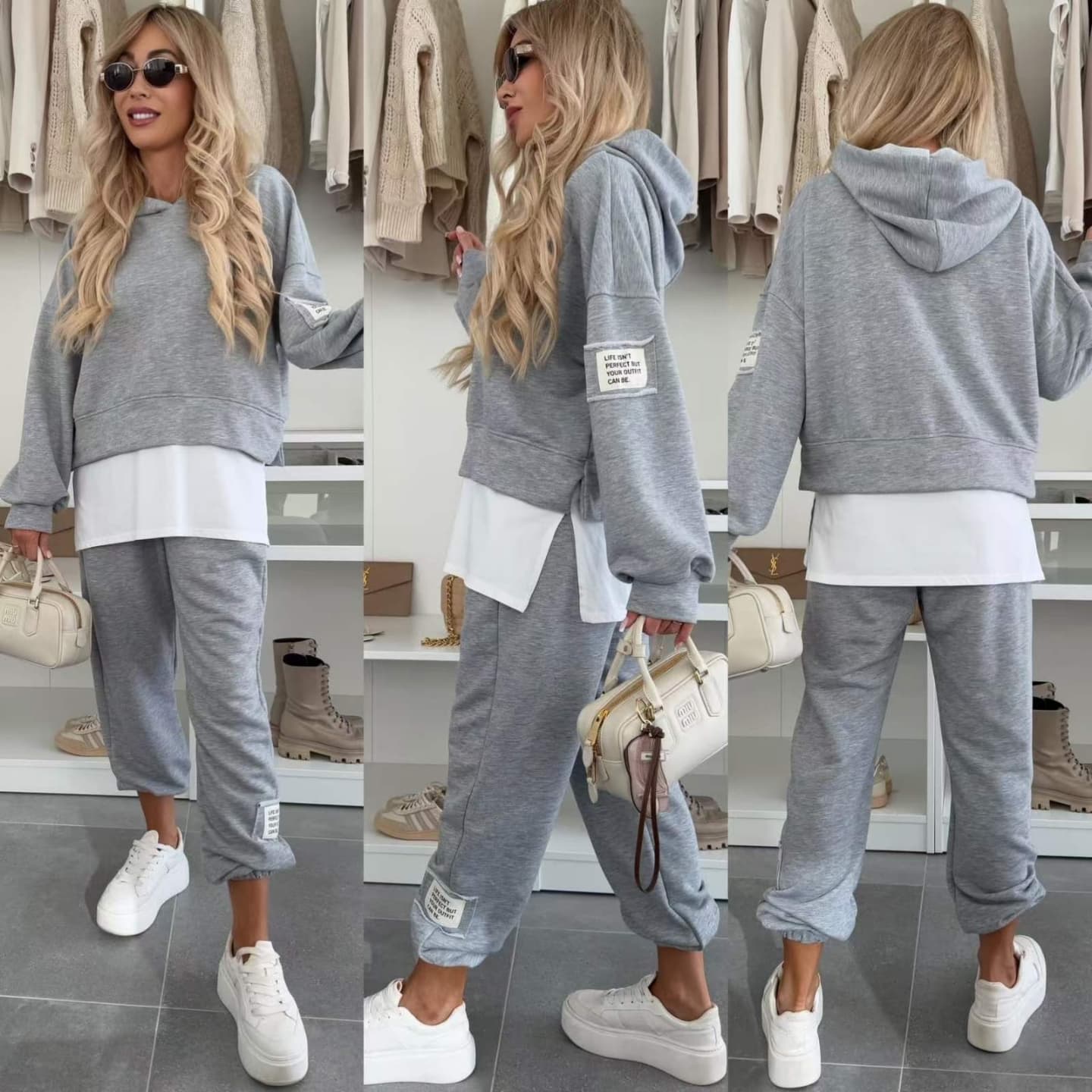 🔥Women's Hooded Patchwork Casual Sweatshirt Suit