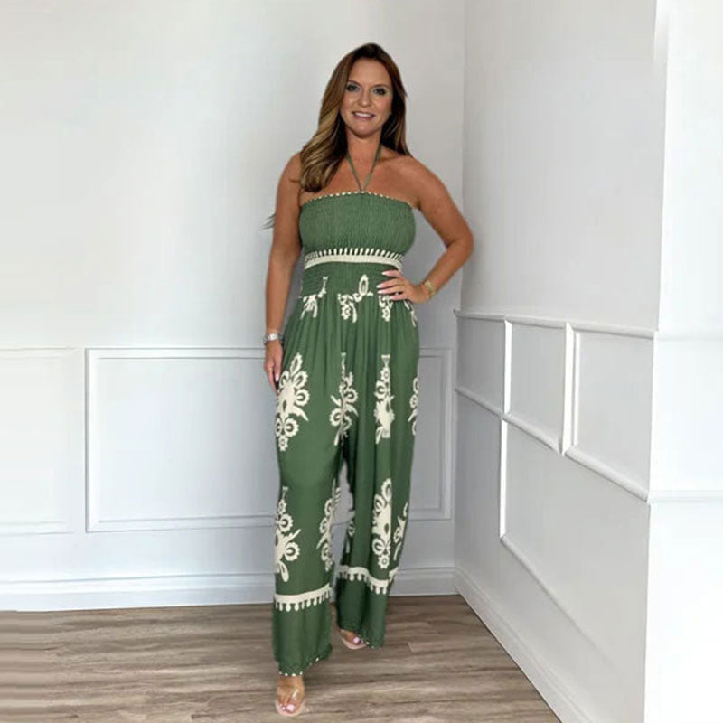 🔥50% OFF🔥Women's Sleeveless Halter Wide-leg Jumpsuit