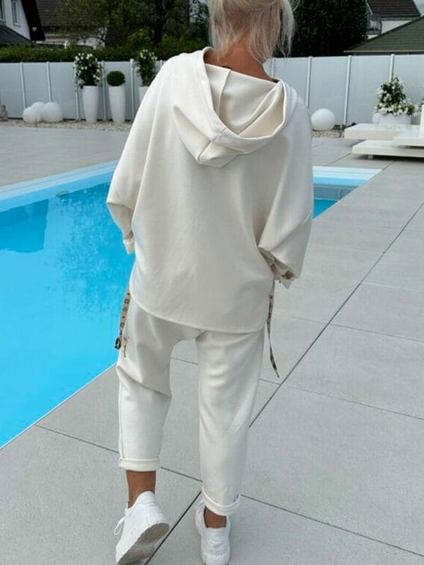 🔥HOT SALE🔥Women's Two-Piece Solid Color Hooded Sweatshirt Set