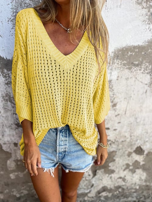 V-neck Hollow Knitted Top🍀