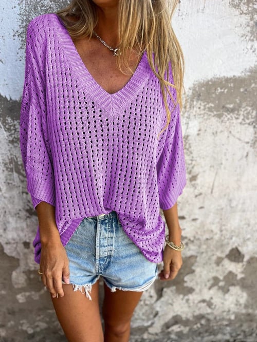 V-neck Hollow Knitted Top🍀