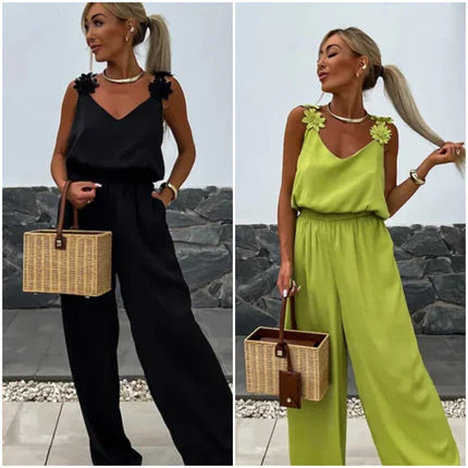 🔥New Products Hot Sale🔥Women's Sleeveless Wide Leg Jumpsuit