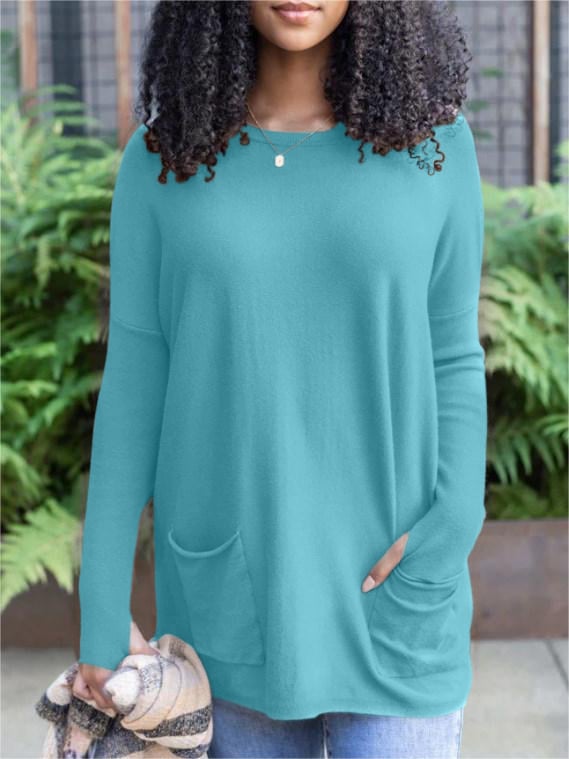 💥HOT SALE 49% OFF💥LONG SLEEVE THUMBHOLE SWEATER POCKET TUNIC💥