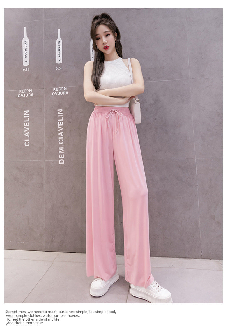 Ice Silk Wide Leg Pants Women