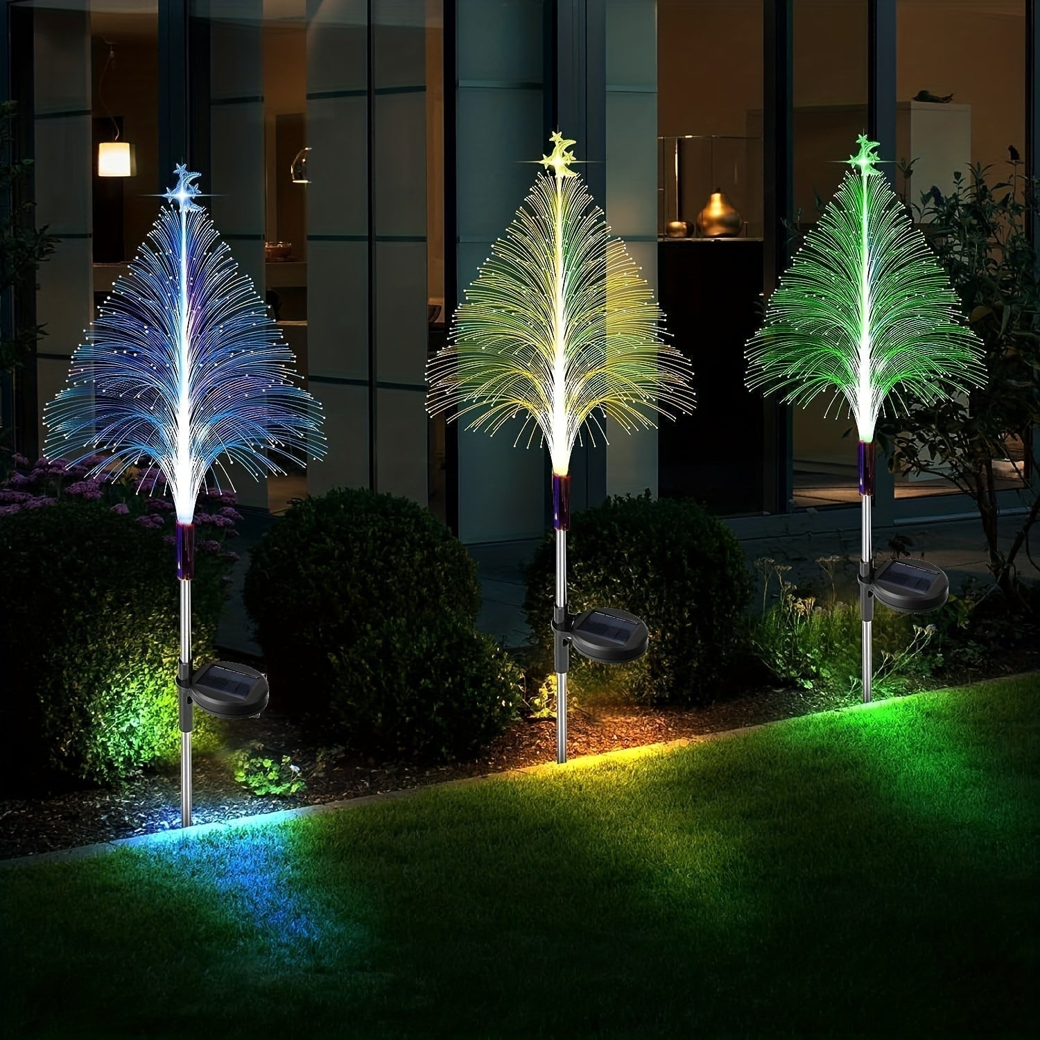 🎄7 Color Changing Solar Christmas Trees Lights🎄