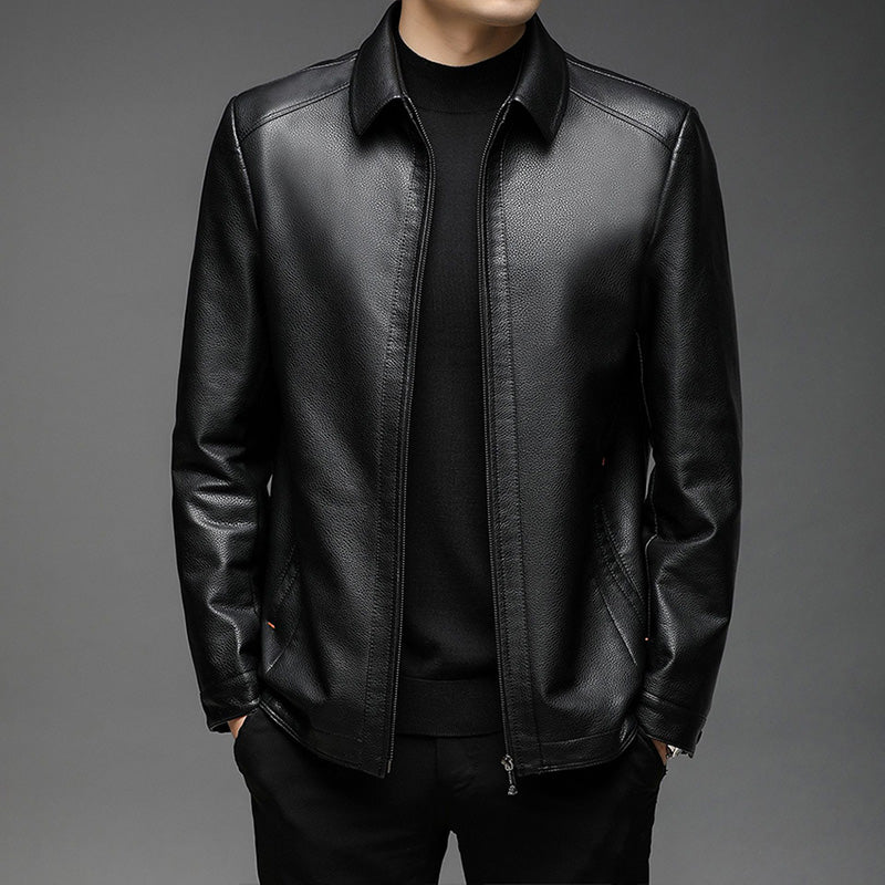 Men's Windproof Warm Leather Jacket