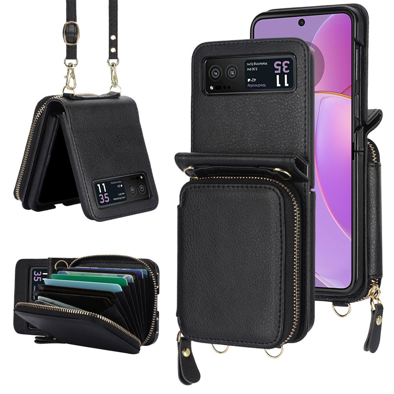 ✨Leather case with card holder and zip for Samsung Galaxy Z Flip3/4/5/6✨