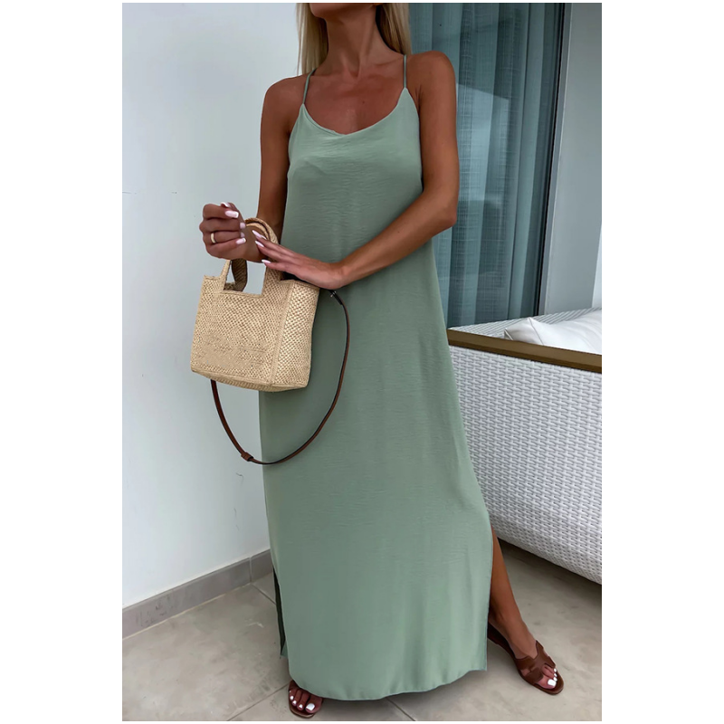 Loose-Fit Spaghetti Strap Maxi Dress with Side Slit