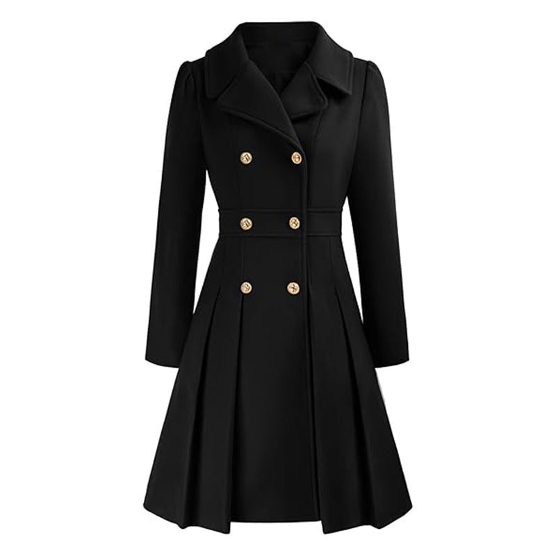 Women's A-line Slim Long Tweed Coat