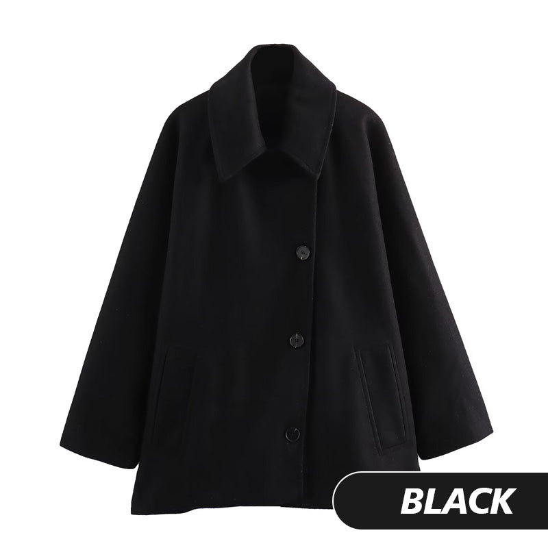 Women’s Elegant Batwing Sleeve Coat with Pockets