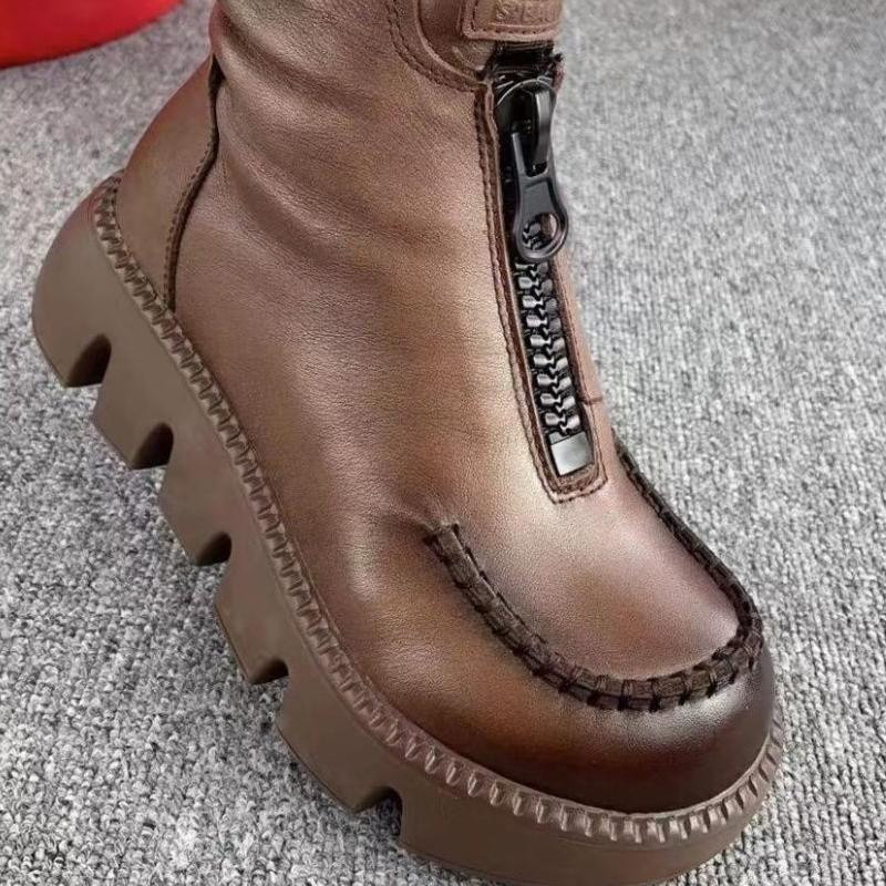 🔥50% OFF🔥Women's Retro PU Leather Warm Short Boots