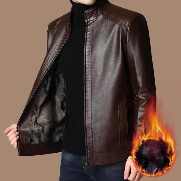 ❄️Winter Specials 50% off🔥Men’s Warm Plush Lining Leather Jacket