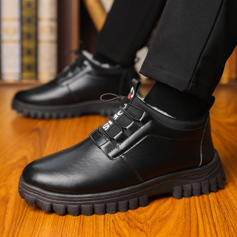 Men's Winter Insulated Leather-Style Shoes with Plush Lining