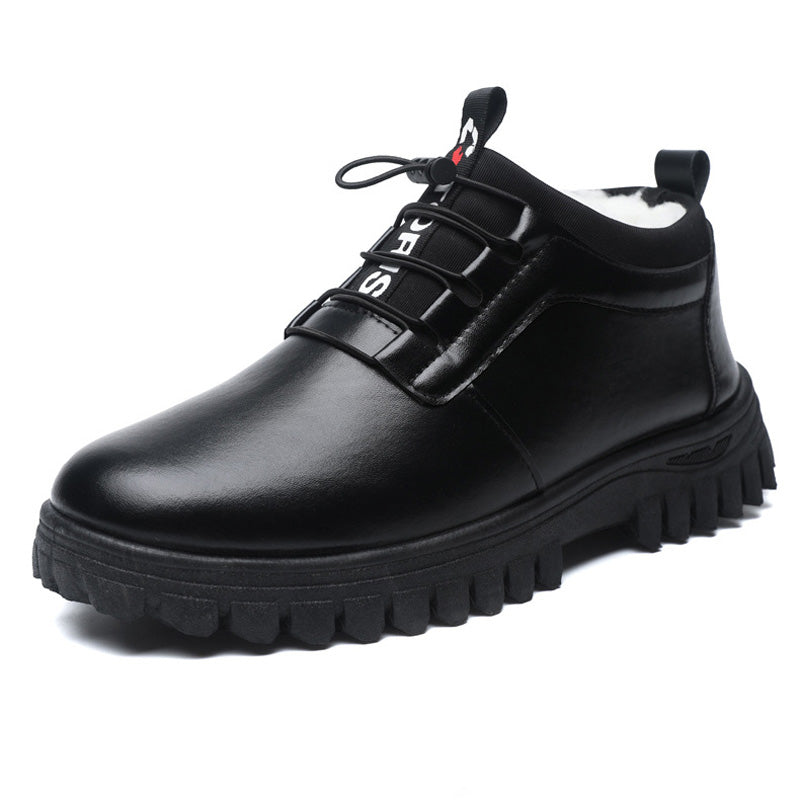 Men's Winter Insulated Leather-Style Shoes with Plush Lining