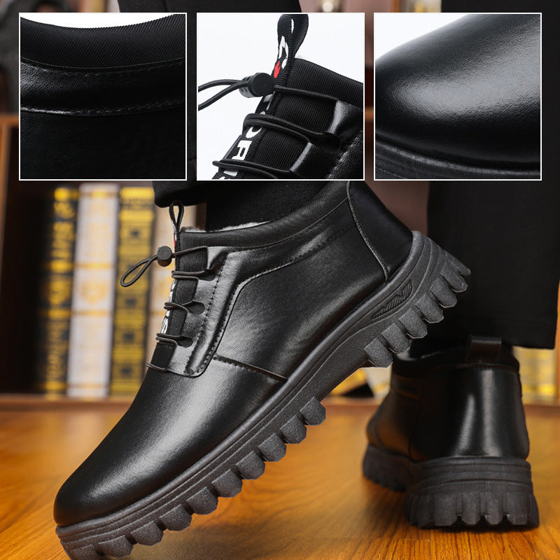 Men's Winter Insulated Leather-Style Shoes with Plush Lining