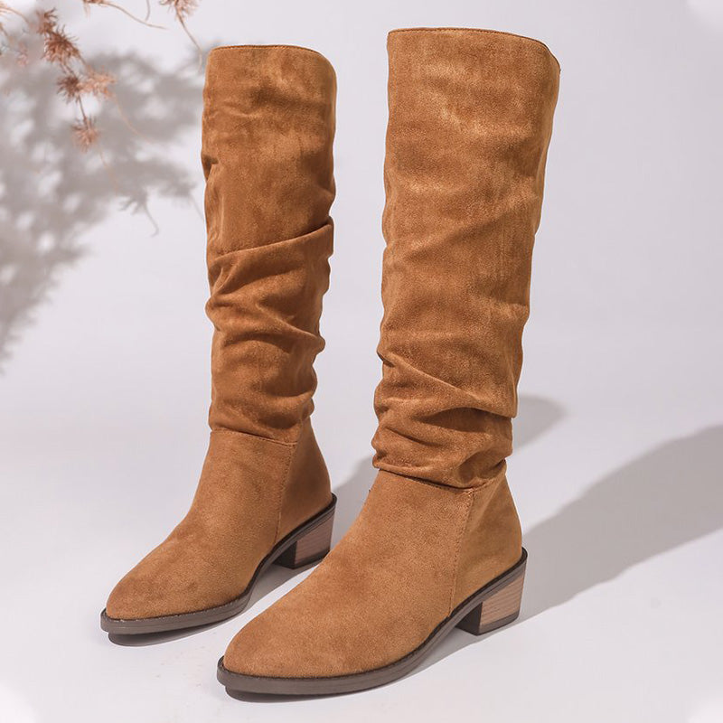 Fashionable Comfortable Knee-High Chunky Heel Boots