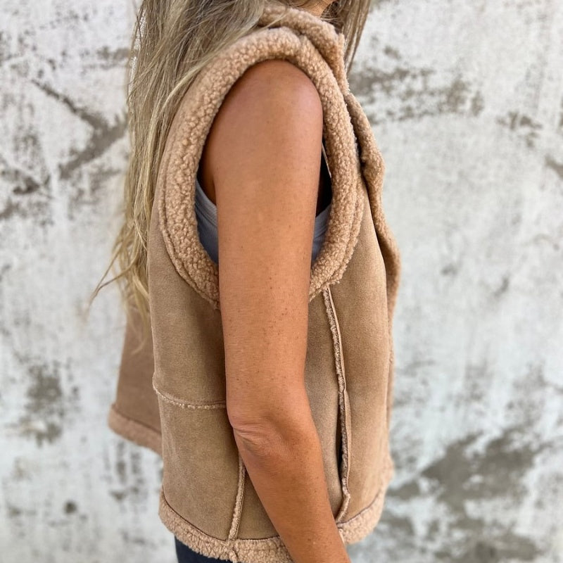 Women's Button-Down Plush Lined Vest