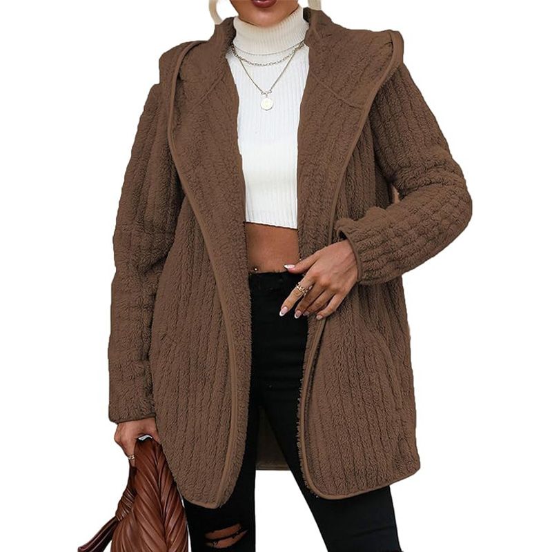 Women’s Double-sided Plush Hooded Cardigan