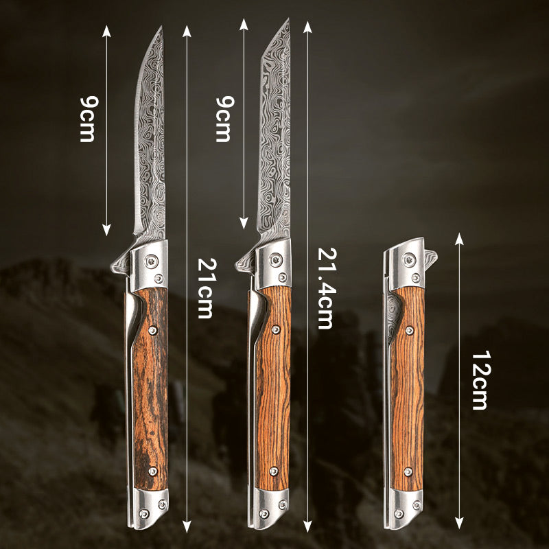 🗡️✨Folding knife with wooden handle for work, hiking & camping⛺