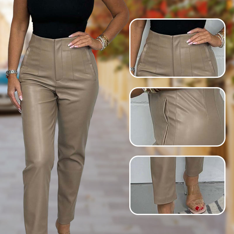 Women's High Waisted Faux Leather Pants