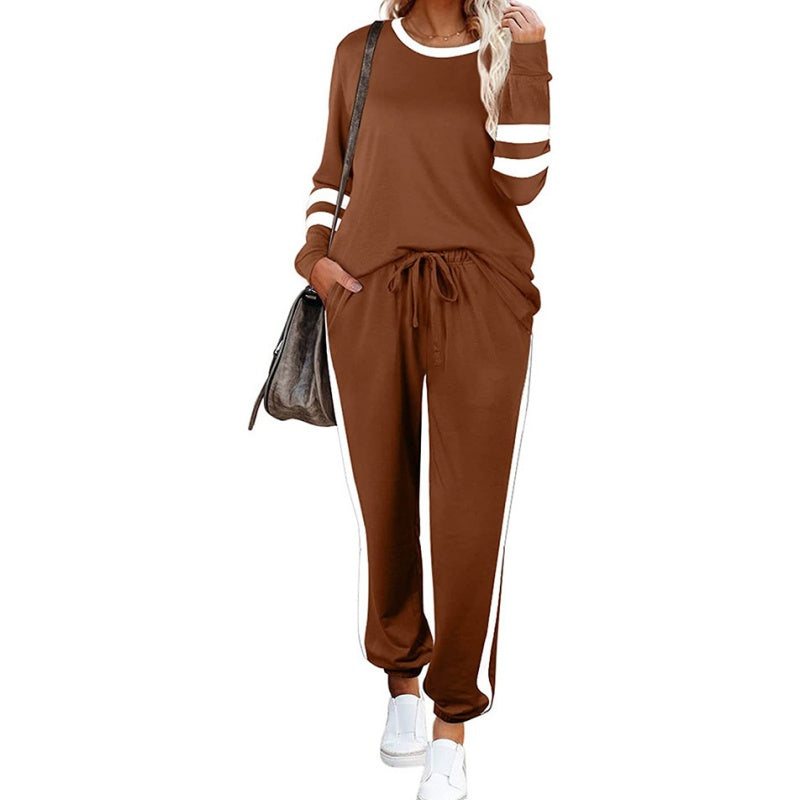 Women’s 2-Piece Crewneck Color-Block Sweatsuit