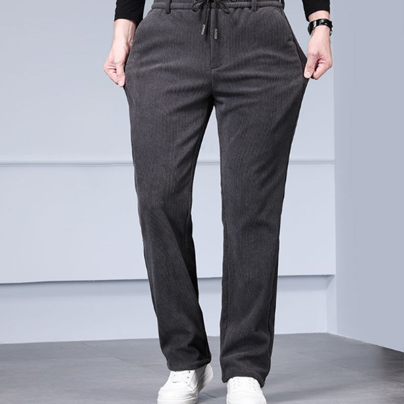 Men's Thickened Warm Striped Pants with Drawstring