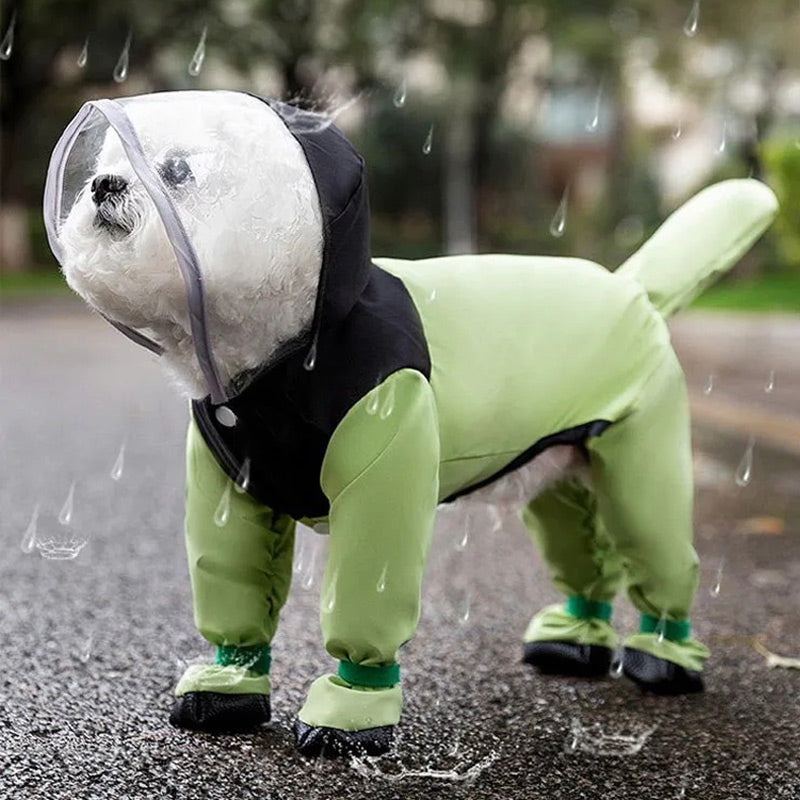 Cute Full Wrap Pet Rain Coat with Mask