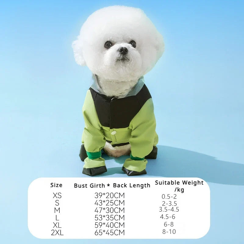 Cute Full Wrap Pet Rain Coat with Mask