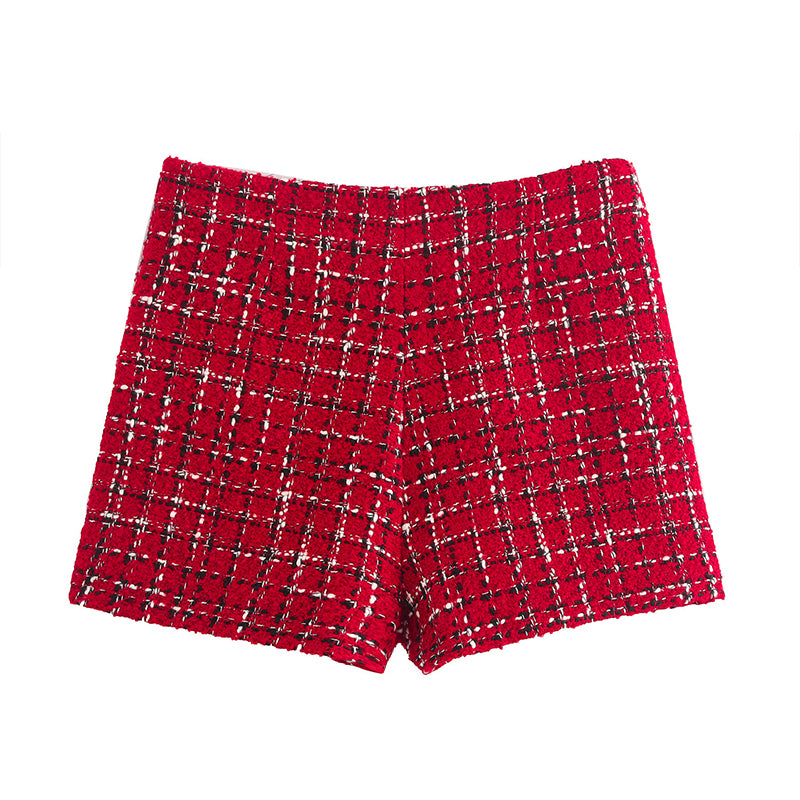 🎅Xmas Sales - 50% OFF🎄Warm Plaid Blazer and High-Waisted Skort 2 PCS Set