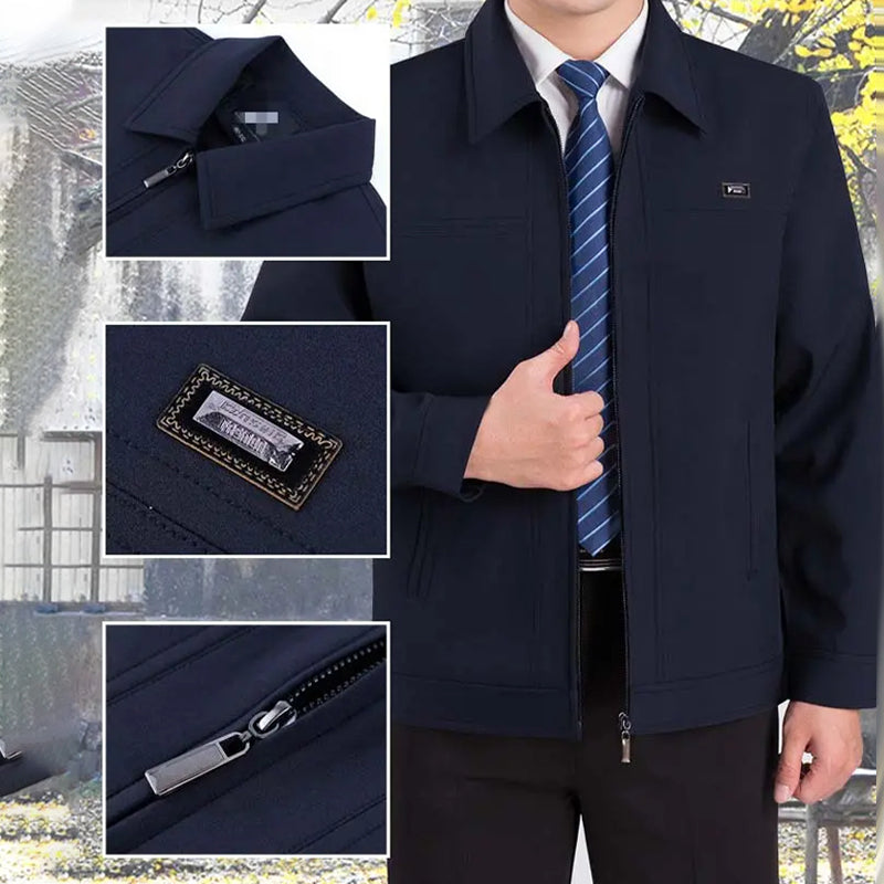 Men's Casual Laydown Collar Jacket with Pockets