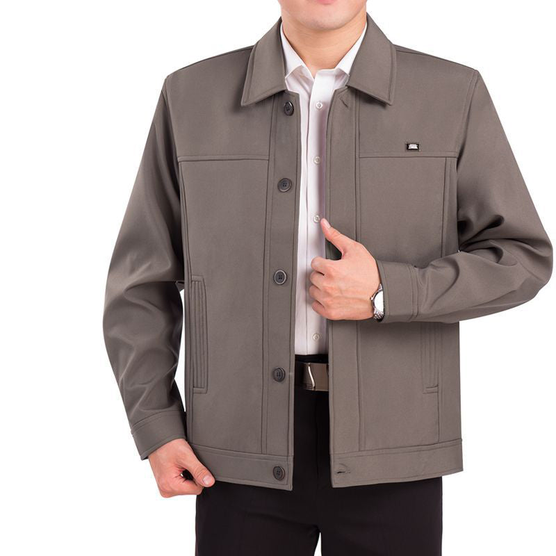 Men's Casual Laydown Collar Jacket with Pockets