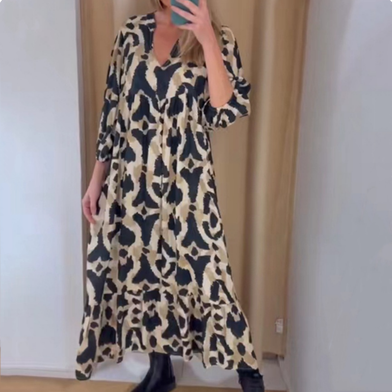 Women's Trendy V-Neck Leopard Print Dress