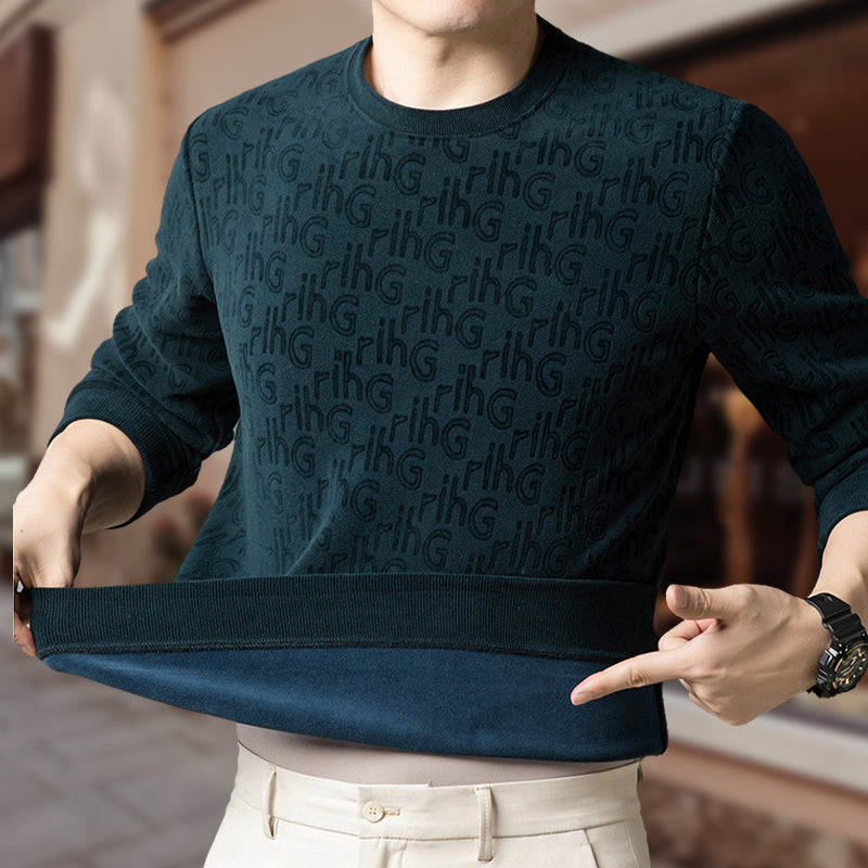 Men's Thickened Round Neck Fashion Jacquard Sweater