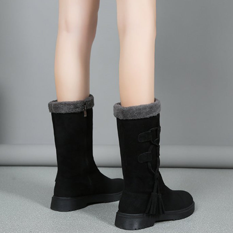 Women's Warm Mid-Calf Boots with Side Zipper