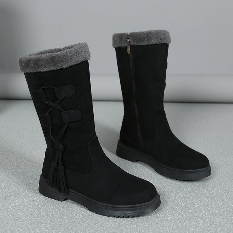 Women's Warm Mid-Calf Boots with Side Zipper