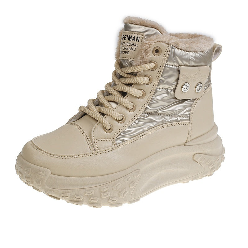 Women's Outdoor Waterproof Warm Lace-Up Ankle Boots