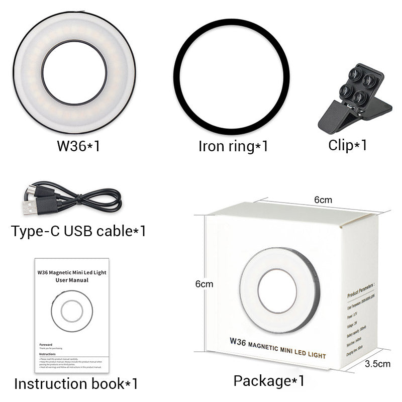 Magnetic Ring Phone Fill Light with Clip