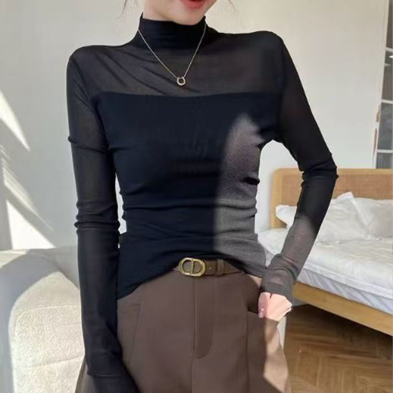 Women’s Mock-Neck Mesh Top