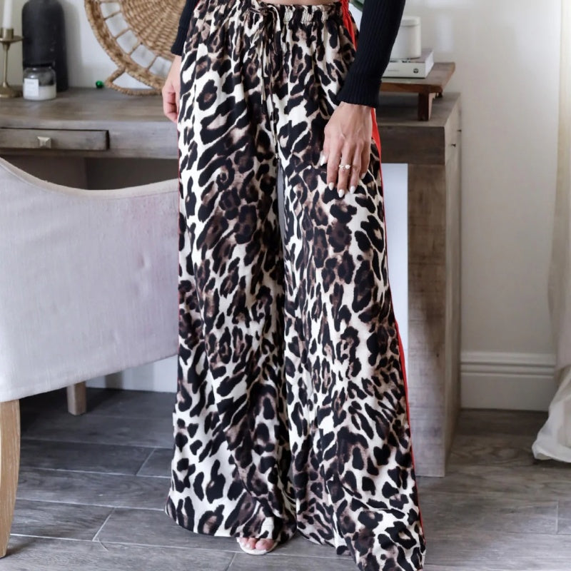 🎉Happy New Year! 50% OFF 🛍️Women's Leopard Print Patchwork Wide Leg Pants