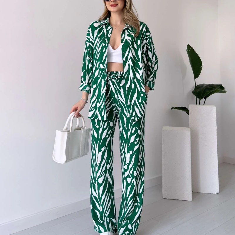 🌸Spring Specials🌸 Chic Women's Zebra Print Shirt & Pants Set