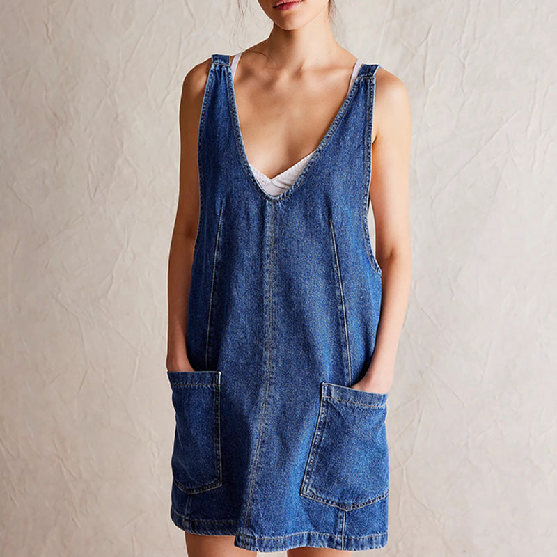 Women's Fashion Denim Backless Dress