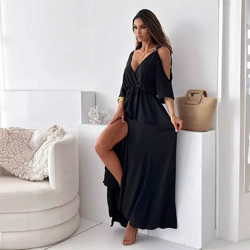 💖Limited Sale 49% OFF💖Women’s Elegant Sexy V Neck Side Slit Dress