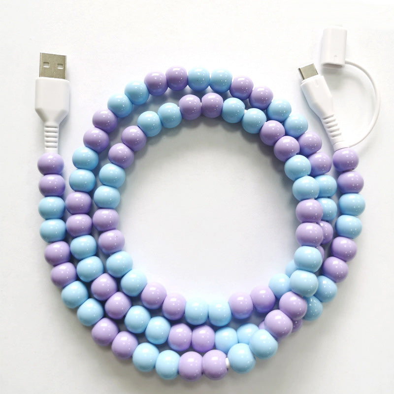 2-In-1 USB To Type-C ＆ Lighting Beaded Charger Cord