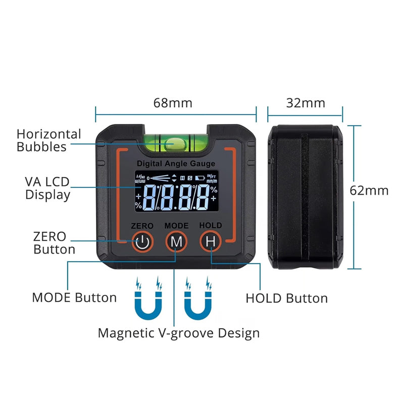 0-360°Digital Angle Magnetic Electronic Gauge