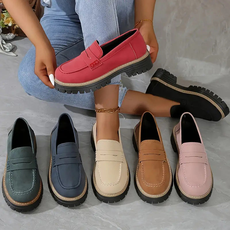 Comfortable chunky loafers for women with platform