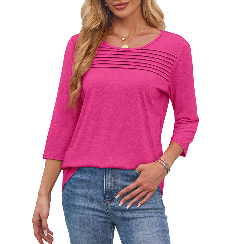 🌸Spring Specials🌸Women’s Pleated Detail 3/4 Sleeve Casual T-Shirt