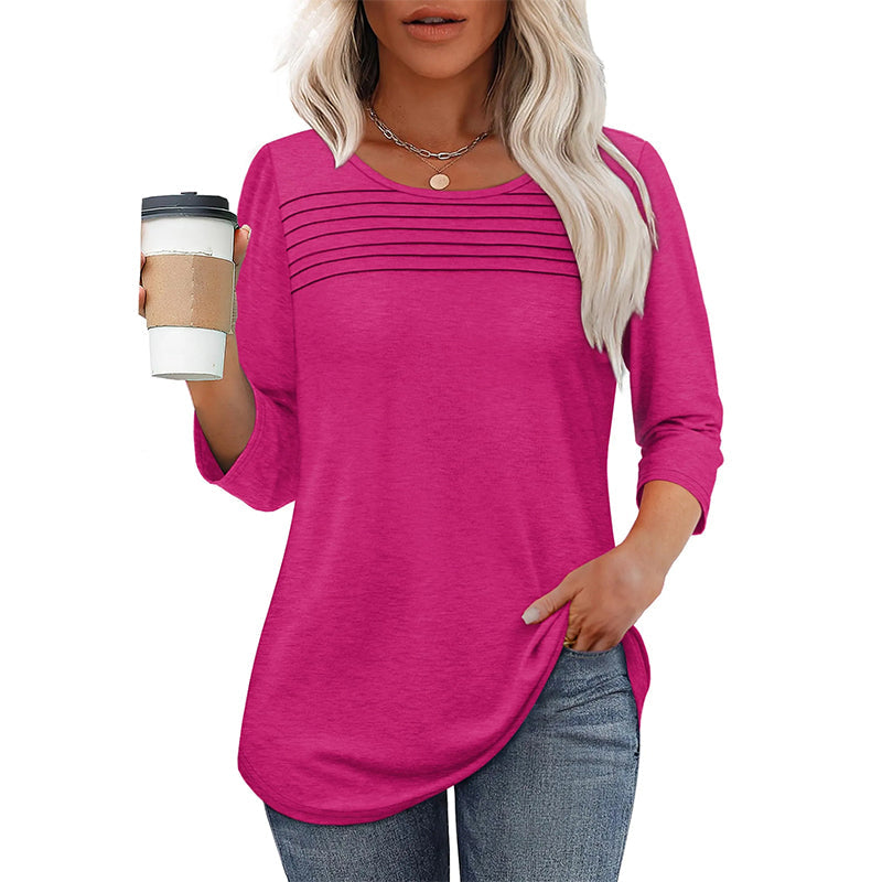 🌸Spring Specials🌸Women’s Pleated Detail 3/4 Sleeve Casual T-Shirt