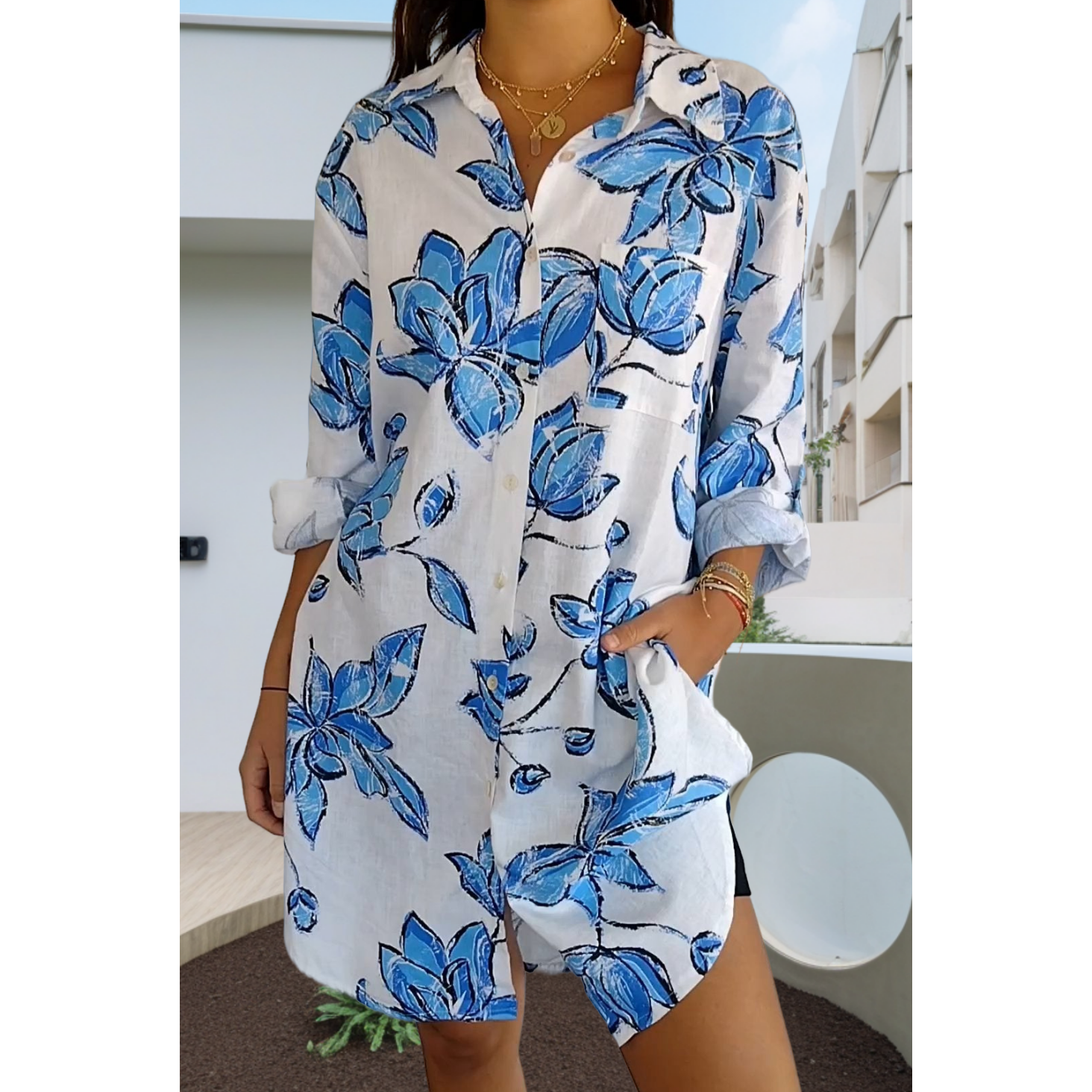 Women's Summer Printed Shirt Dress